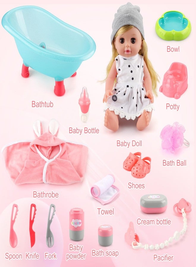 SUKIPIN Baby Doll Bath Set, Bathtub Baby Doll Playset for Todders, Valentines Day Gifts for 3 4 5 Year Old Girls, Easter Basket Stuffers for Toddlers Kids (Bathtub Set) - Image 2